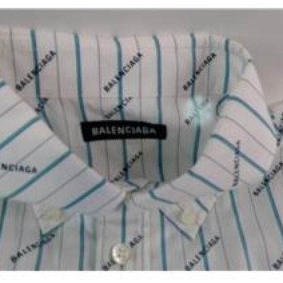 BALENCIAGA White Multicolor Striped Shirt Size 37 - Picture 10 of 15
